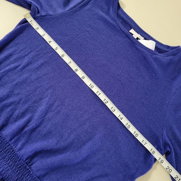 SO Women's Julien Blue Super Cozy Double Brushed Smocked Tee Shirt - Picture 3 of 10